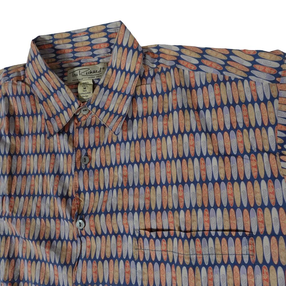 Tori Richard Geometric Pattern Made USA Button Up Short Sleeve Shirt Mens Medium
